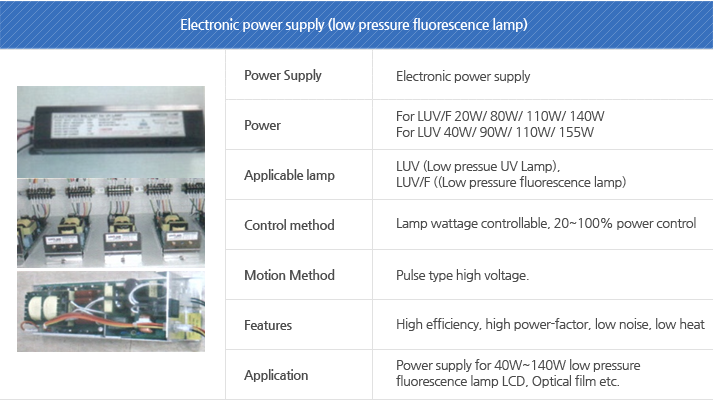 Electronic power supply (low pressure fluorescence lamp)